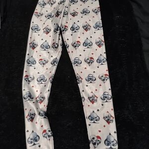 Blackmilk Red and White Skull Print Leggings